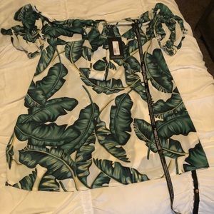 White tropical print Bardo shift dress